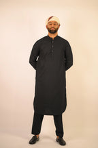 black color summer kurta pajama for men 