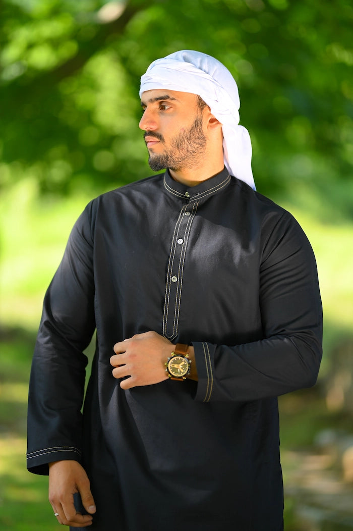 men black and white lines summer kurta pajama 