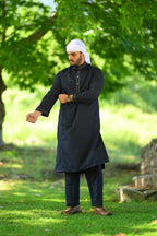 men black and white lines summer kurta pajama 