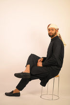 black color summer kurta pajama for men 