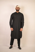 black color summer kurta pajama for men 