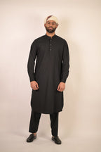black color summer kurta pajama for men 