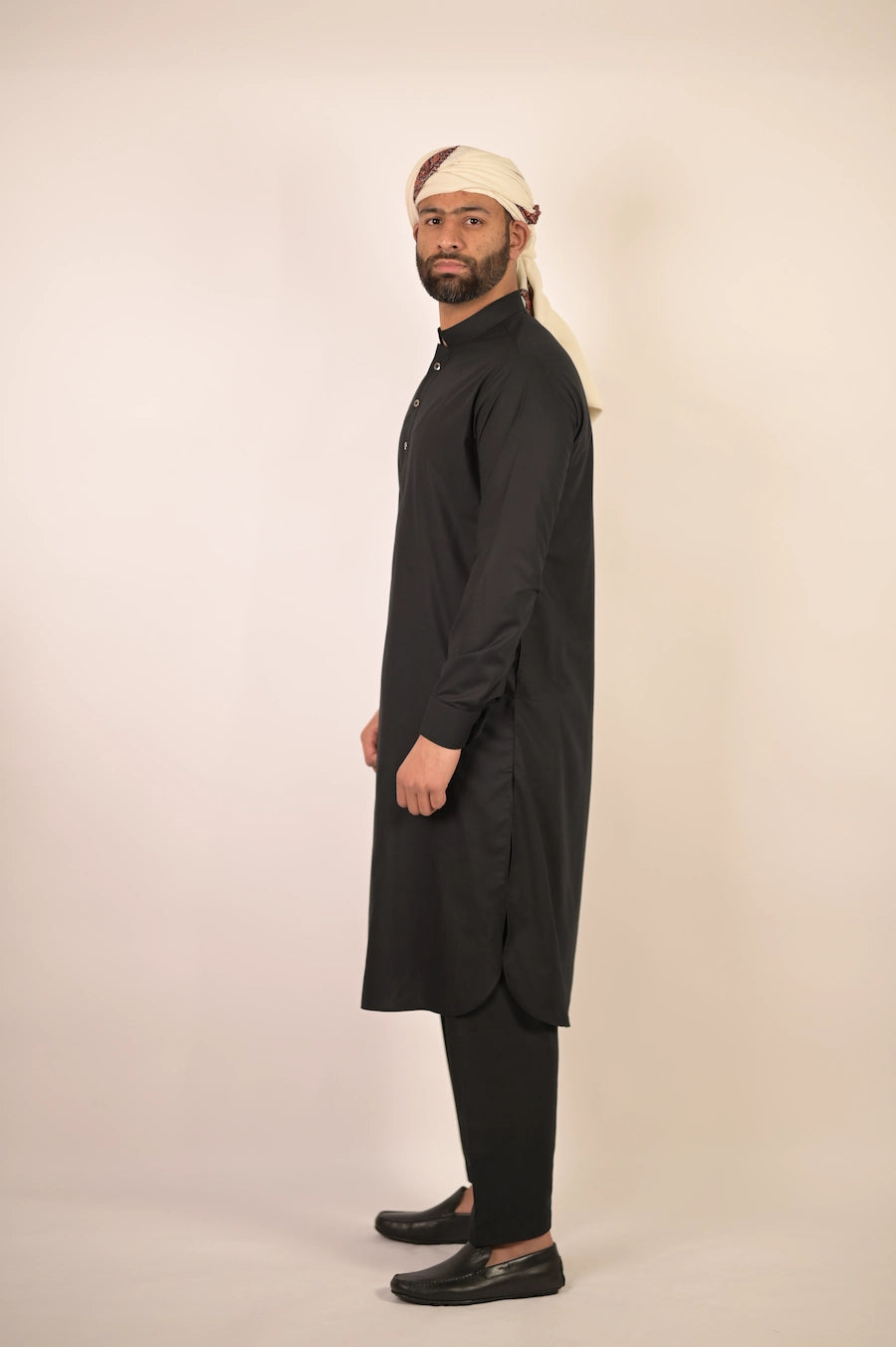 black color summer kurta pajama for men 