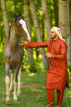 baraqah men brick red color summer kurta pajama 