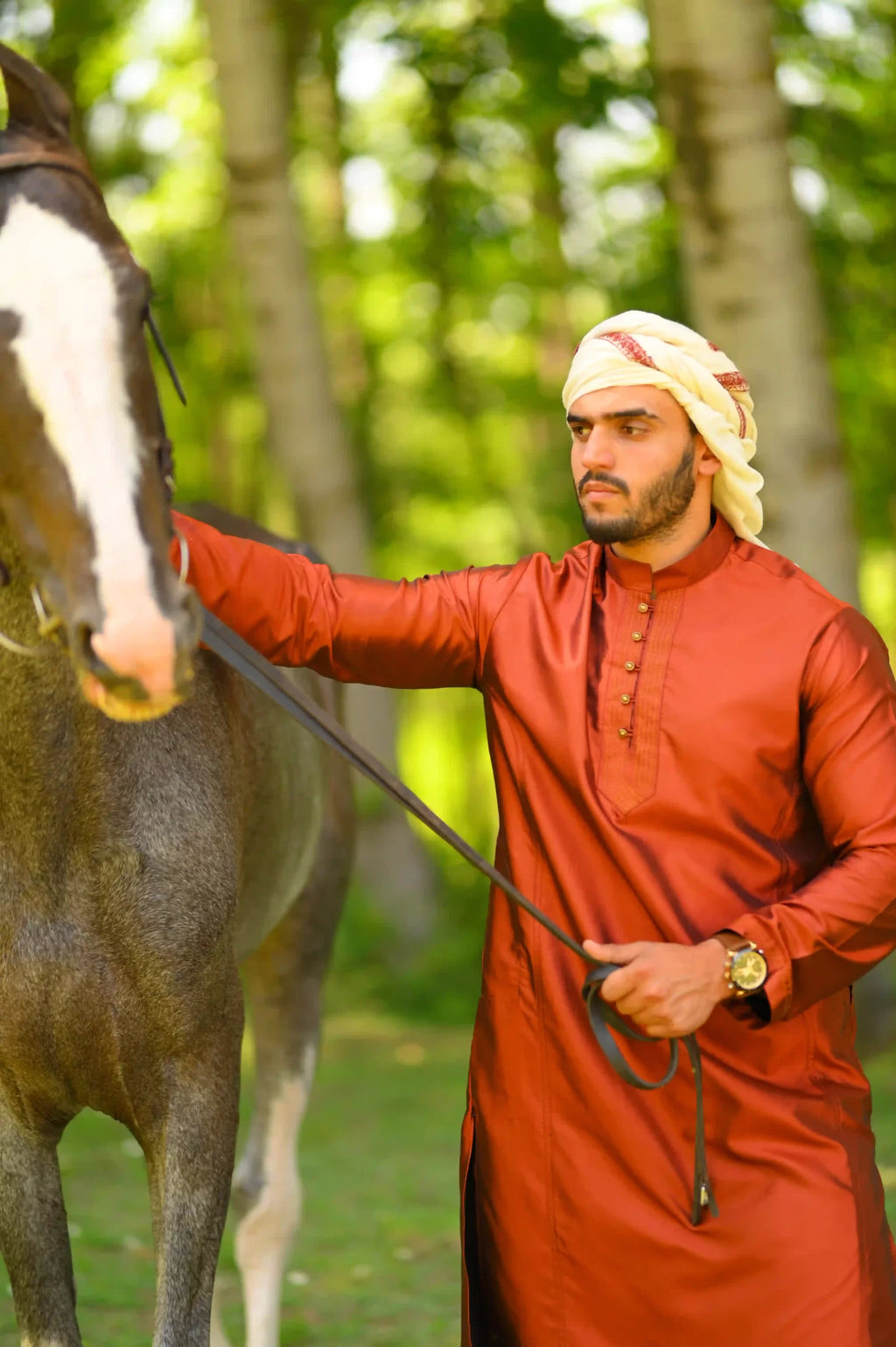 baraqah men brick red color summer kurta pajama 