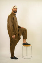 brown color men summer kurta pajama 