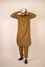 caramel brown summer kurta pajama for men 