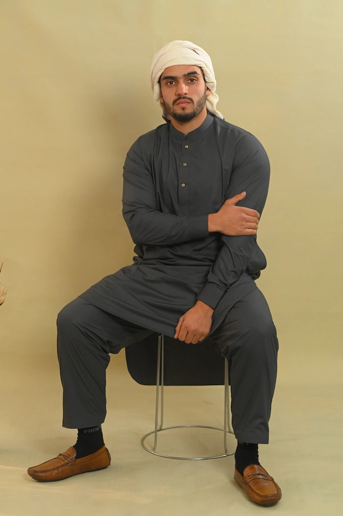dark grey gents summer kurta pajama 