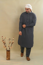 dark grey gents summer kurta pajama 