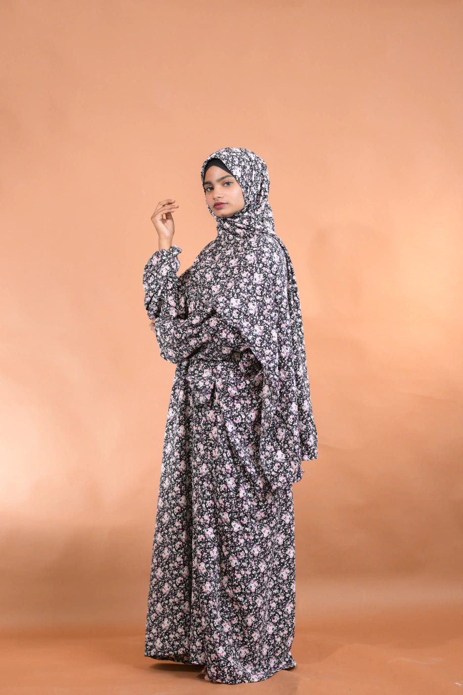 Black Floral Abaya