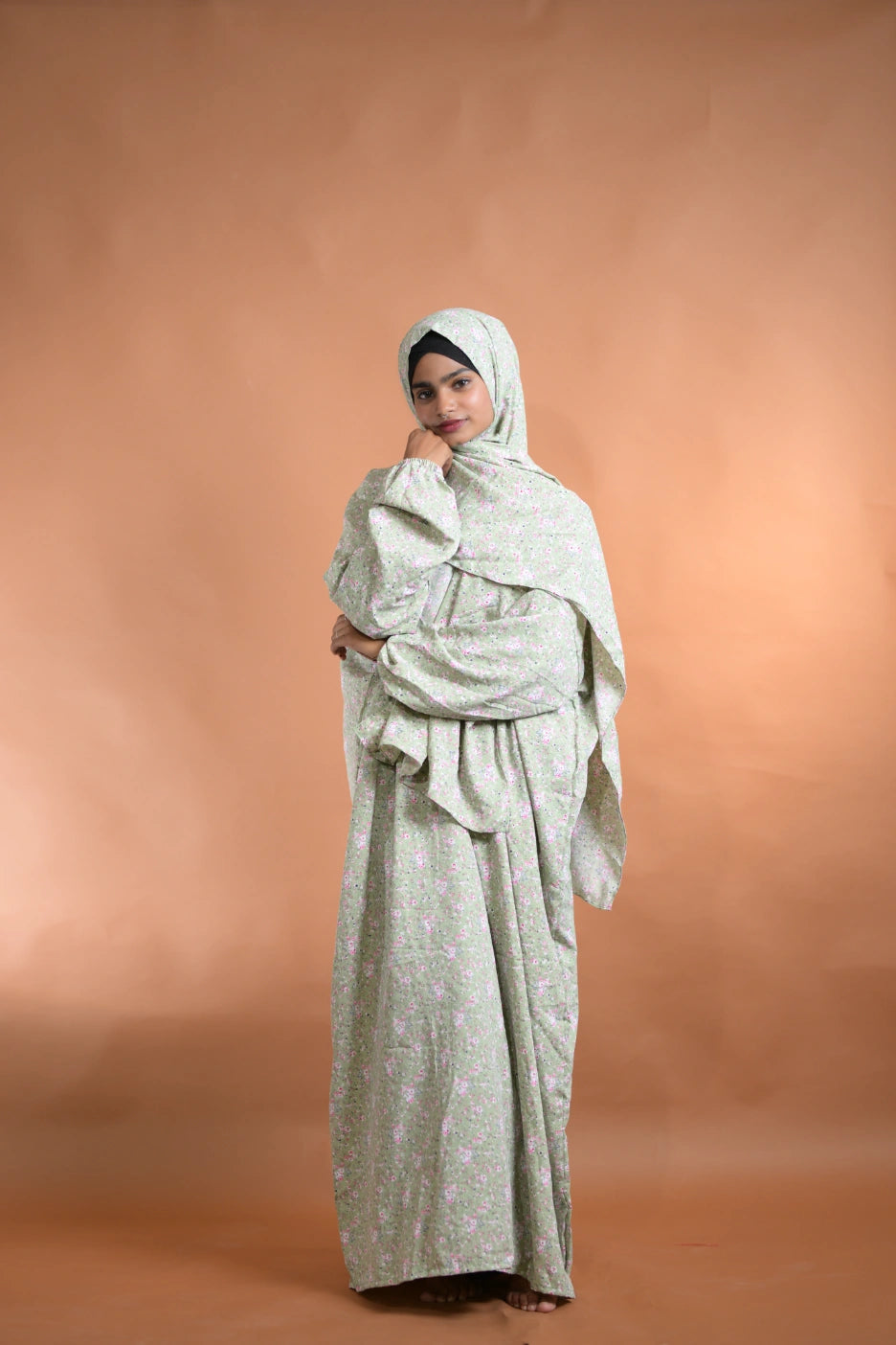 baraqah female floral  prayer abaya for women