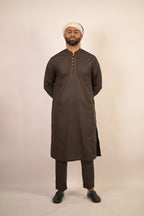 fossil grey color summer kurta pajama for men 