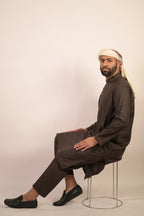 fossil grey color summer kurta pajama for men 