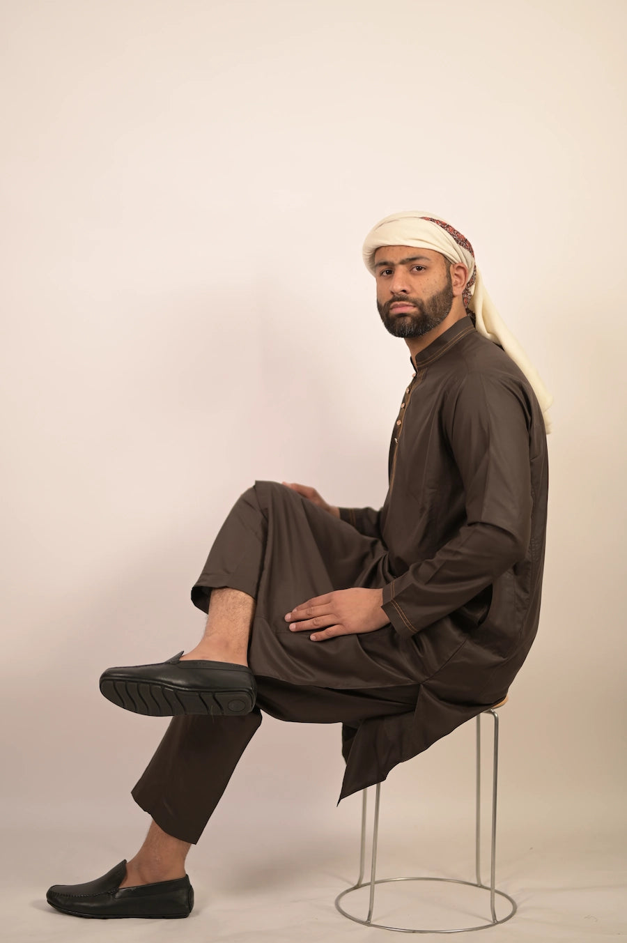 fossil grey color summer kurta pajama for men 