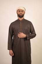 fossil grey color summer kurta pajama for men 