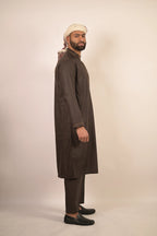 fossil grey color summer kurta pajama for men 