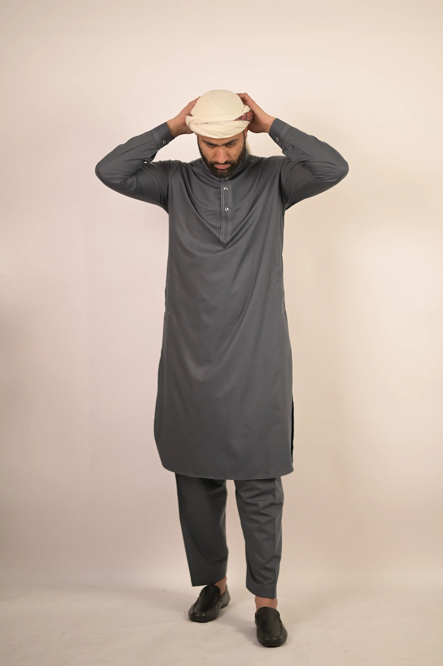 grey color summer kurta pajama for men 