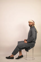 grey color summer kurta pajama for men 