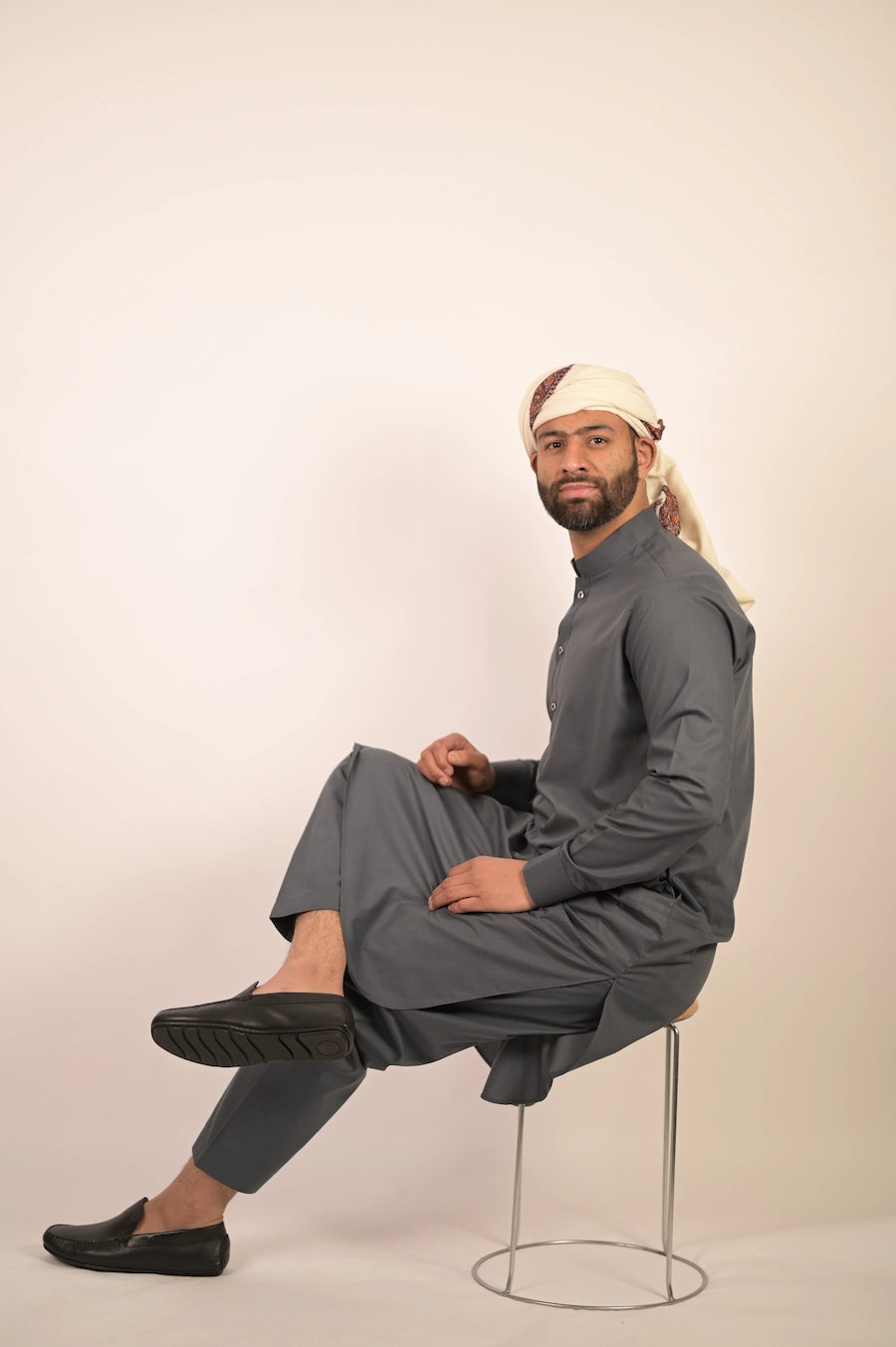 grey color summer kurta pajama for men 