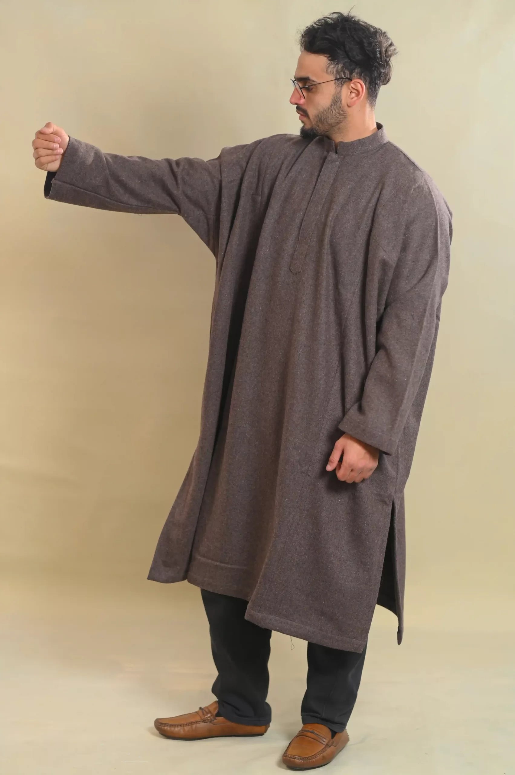 baraqah grey color men winter pheran 
