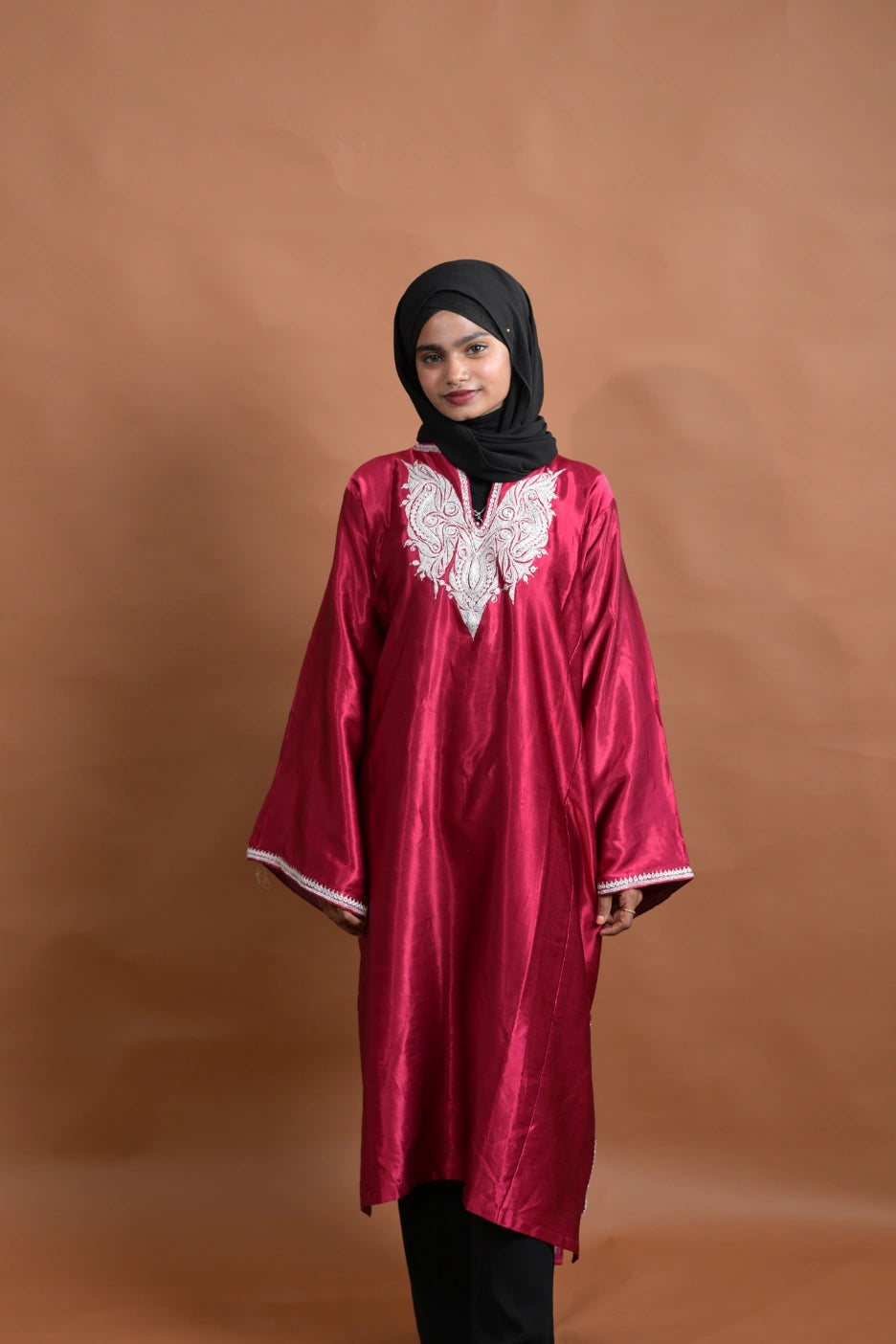 Maroon Kashmiri Pheran For Females