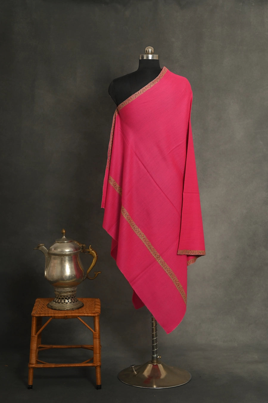baraqah pure handmade dark pink  cashmere shawl for women 