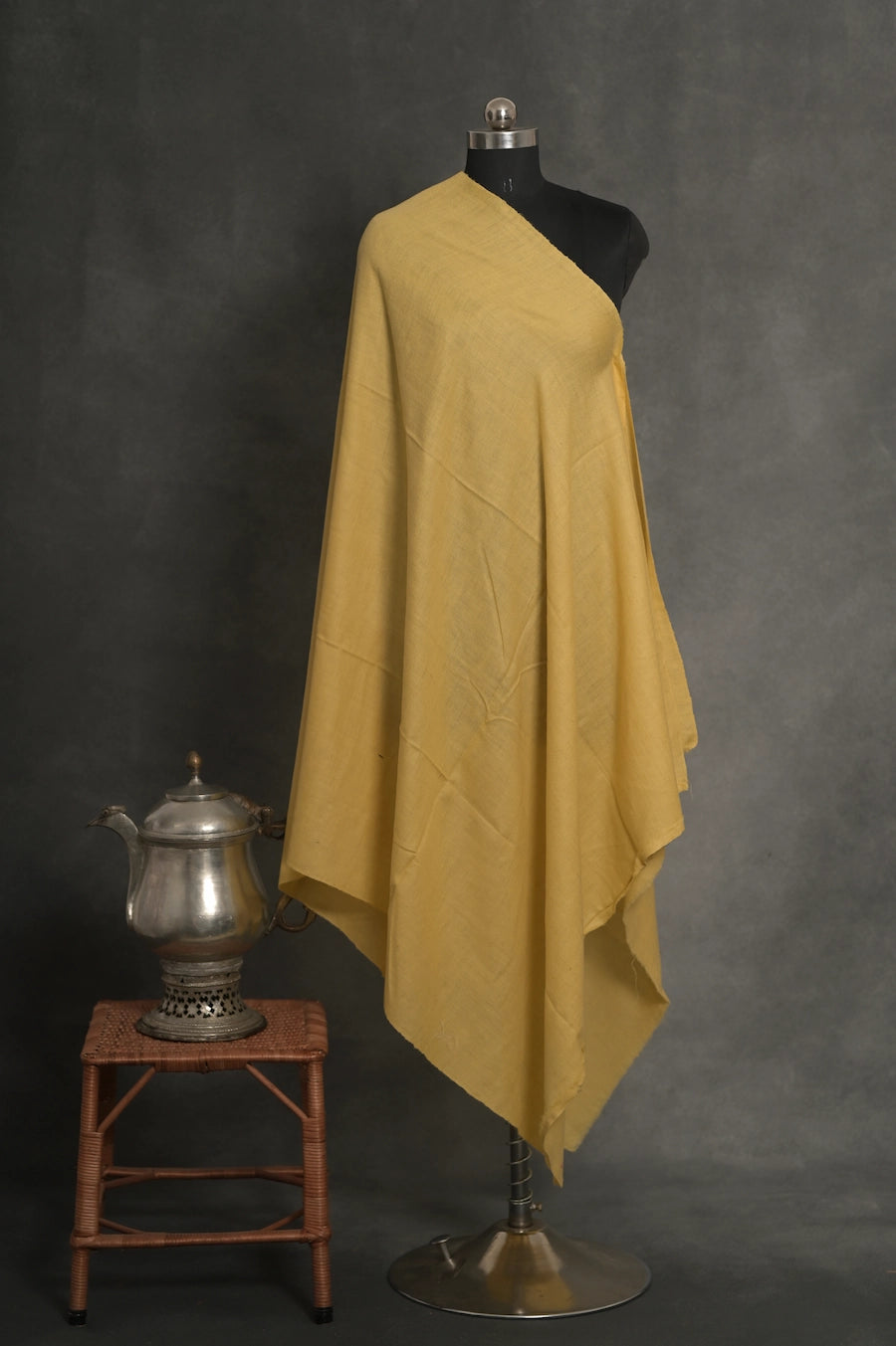 baraqah handmade pure pashmina light yellow color shawl for women 