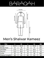 baraqah men kurta pajama size chart