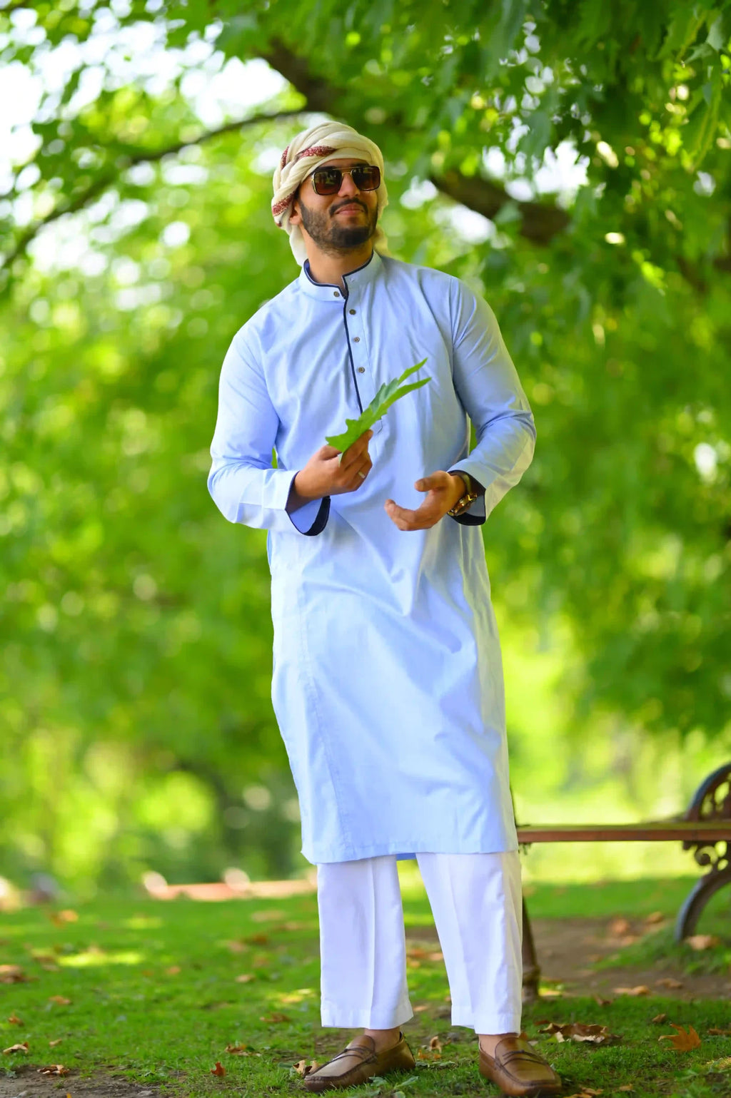 baraqah men light blue summer kurta pajama 