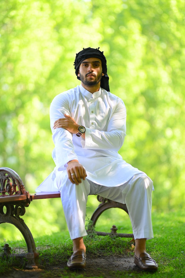 baraqah men white summer kurta pajama 