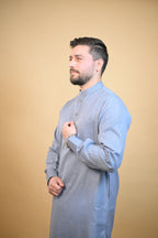 طقم كورتا بيجاما شتوي رمادي فضائي