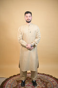 Beige Winter Kurta Pajama