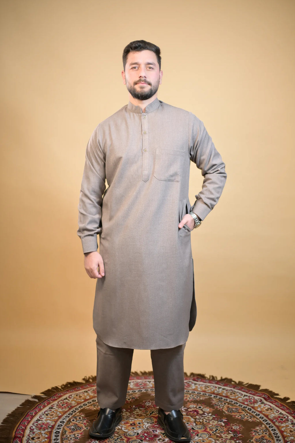 Light Brown Winter Kurta Pajama